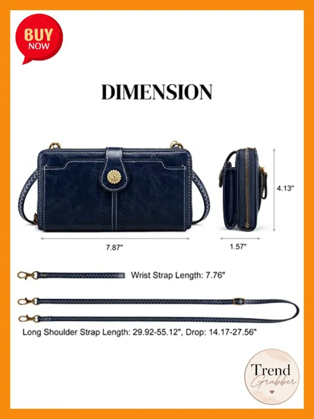 Vegan Leather Crossbody Bag RFID Blocking Cell Phone Purse with 2 Straps